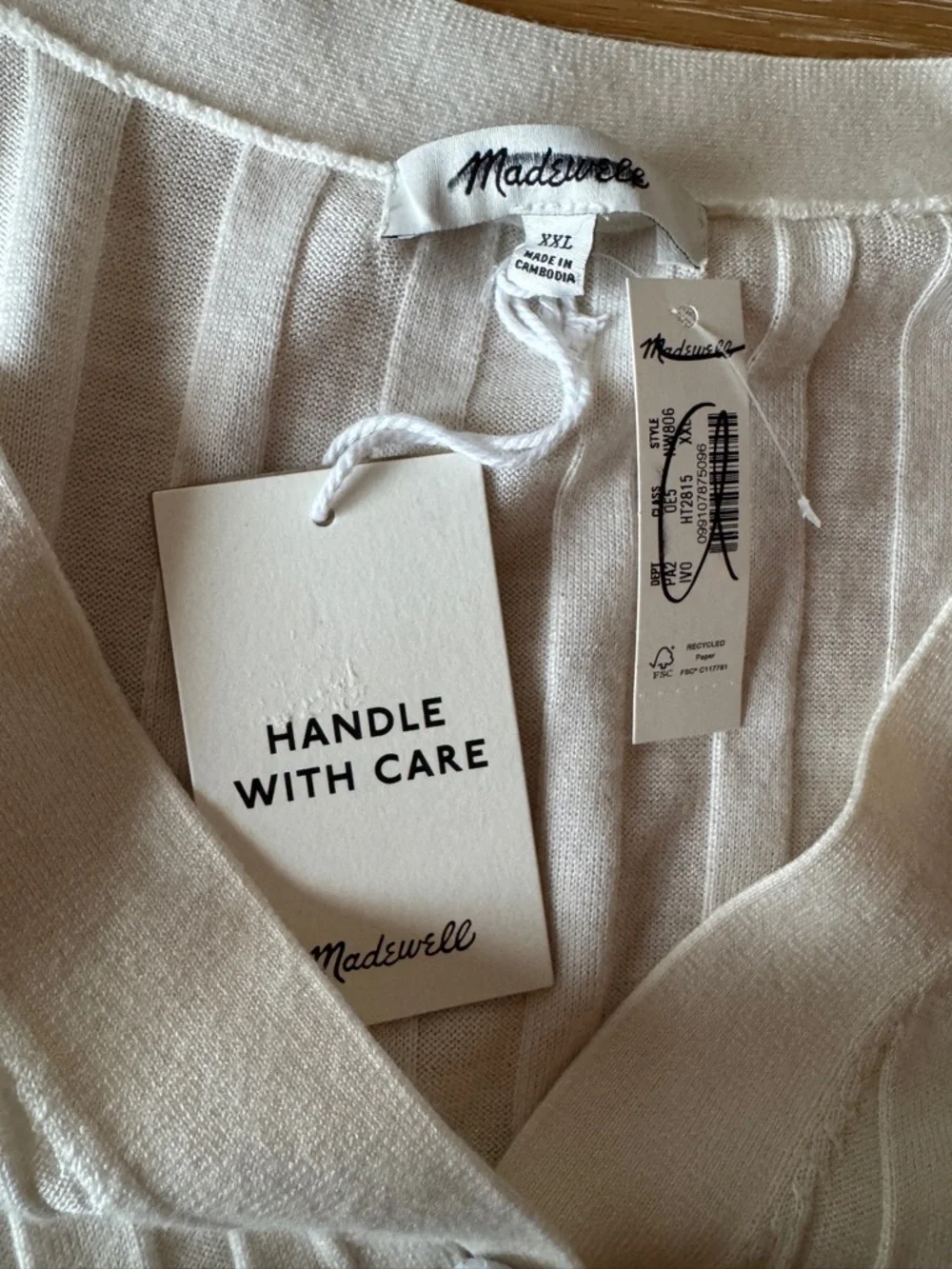 NWT MADEWELL Ribbed V-Neck Cardigan Sweater Merino Wool Silk XXL NW806 - Picture 9 of 14